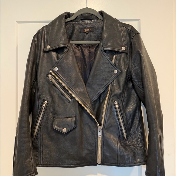 Quince 100% Leather Oversized Biker Jacket - XS - Picture 8 of 9